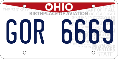OH license plate GOR6669
