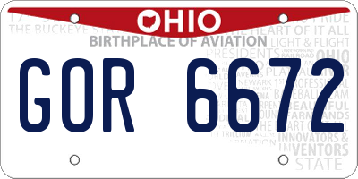 OH license plate GOR6672