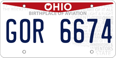 OH license plate GOR6674