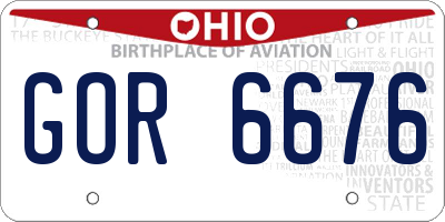 OH license plate GOR6676