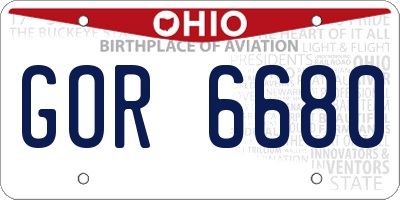 OH license plate GOR6680