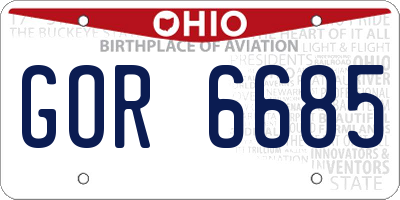 OH license plate GOR6685