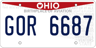 OH license plate GOR6687