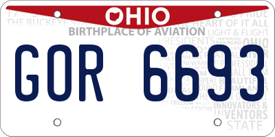 OH license plate GOR6693