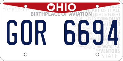 OH license plate GOR6694