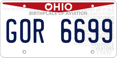 OH license plate GOR6699