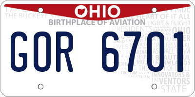 OH license plate GOR6701