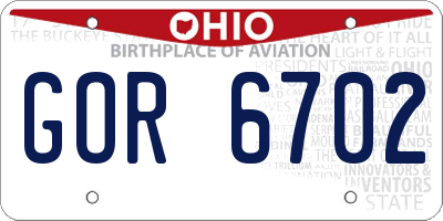 OH license plate GOR6702