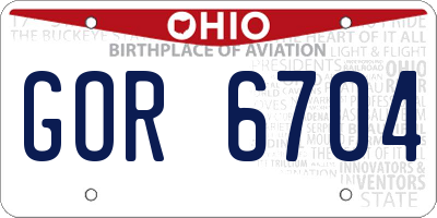 OH license plate GOR6704