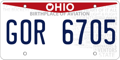 OH license plate GOR6705