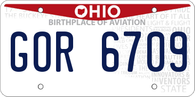OH license plate GOR6709