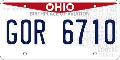 OH license plate GOR6710