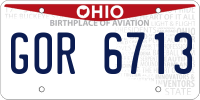 OH license plate GOR6713