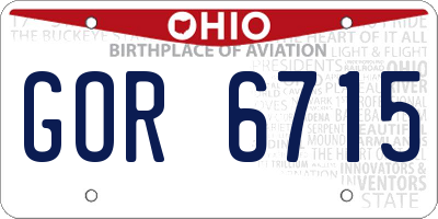 OH license plate GOR6715