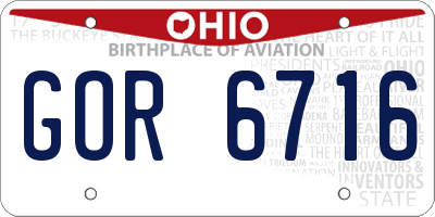 OH license plate GOR6716