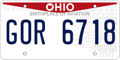 OH license plate GOR6718