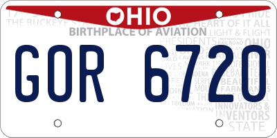 OH license plate GOR6720