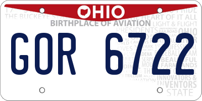 OH license plate GOR6722