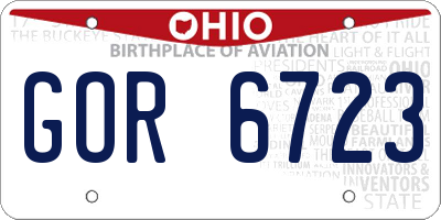 OH license plate GOR6723