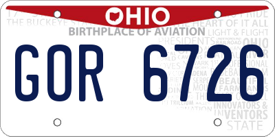 OH license plate GOR6726