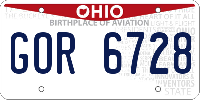 OH license plate GOR6728