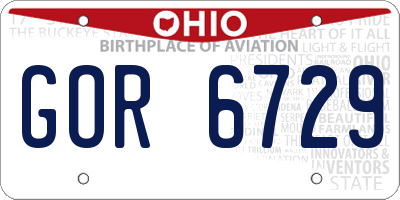 OH license plate GOR6729