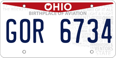 OH license plate GOR6734