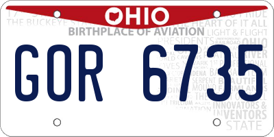 OH license plate GOR6735