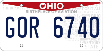 OH license plate GOR6740