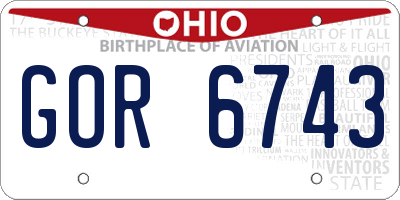 OH license plate GOR6743