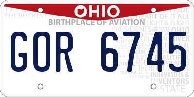 OH license plate GOR6745