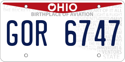 OH license plate GOR6747