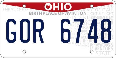 OH license plate GOR6748