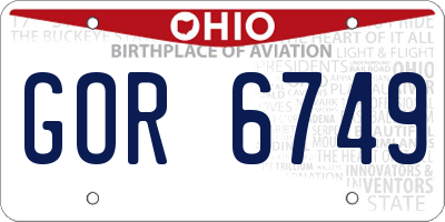 OH license plate GOR6749