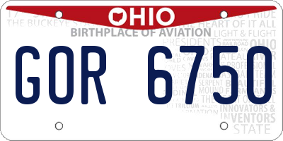 OH license plate GOR6750