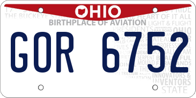 OH license plate GOR6752
