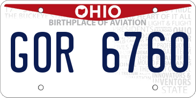 OH license plate GOR6760