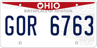 OH license plate GOR6763