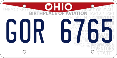 OH license plate GOR6765