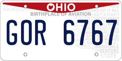 OH license plate GOR6767