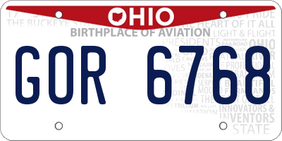 OH license plate GOR6768