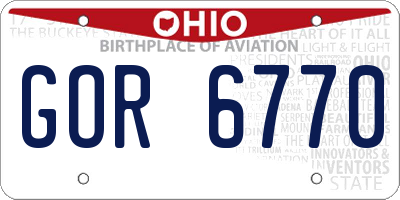OH license plate GOR6770