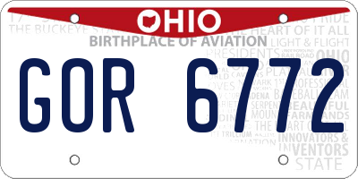 OH license plate GOR6772