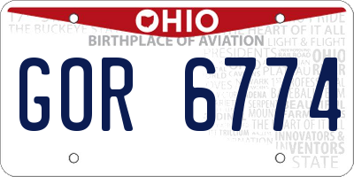 OH license plate GOR6774
