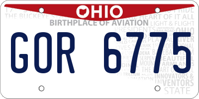 OH license plate GOR6775