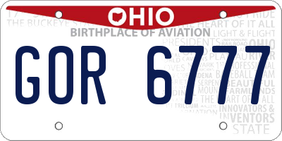 OH license plate GOR6777