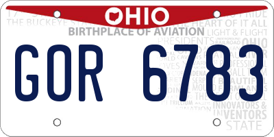 OH license plate GOR6783