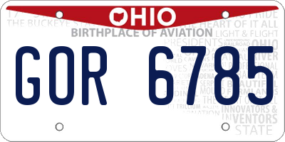OH license plate GOR6785
