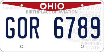 OH license plate GOR6789