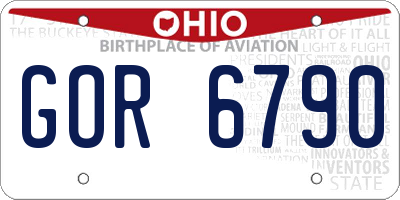 OH license plate GOR6790